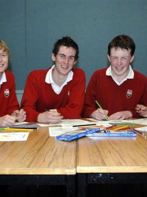 Kaikorai Valley College pupils Phil Wilson (16), Michael Turner (16), Niam Chronican (17), Ethan...