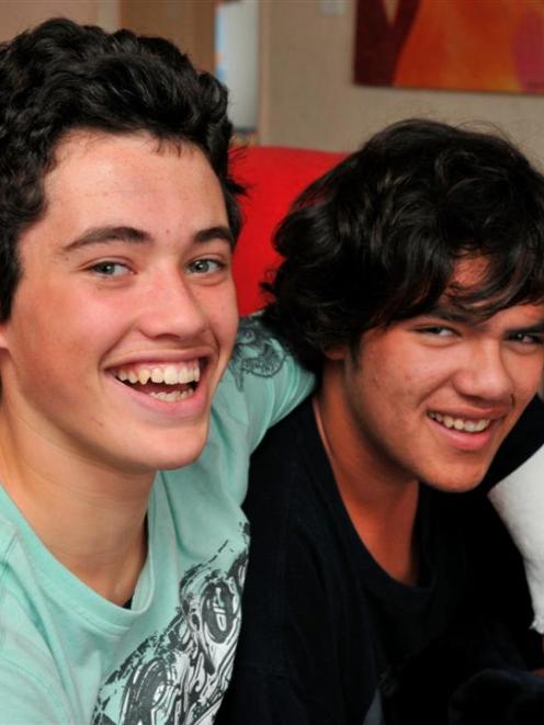 Kane Harvey (left) celebrates his 15th birthday with best mate and fellow King's High School...