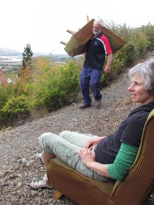 Karen Tweed, of the Kurow trails committee, enjoys the lounge chair view over Kurow and the...