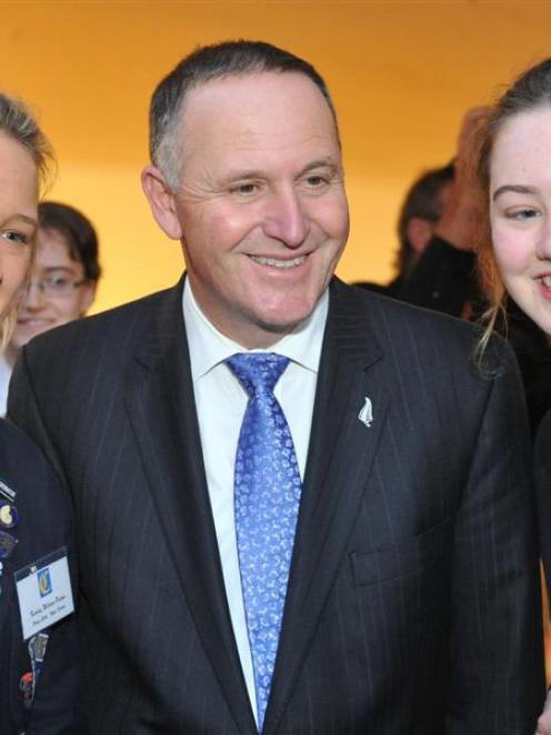 Karley Wilden Palms and Caitlyn Cunningham Tisdall, of Otago Girls' High School with Prime...