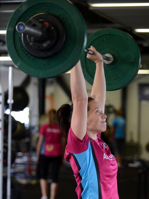 Katarina Cooper trains at the high performance gym in Dunedin yesterday. Photo by Gerard O'Brien.