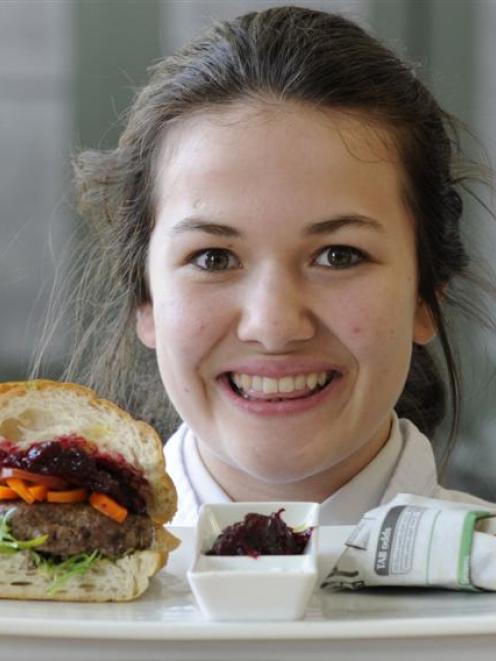 Kate McDonald (15) with her champion lamb burger, which also comes with mint aioli, beetroot...