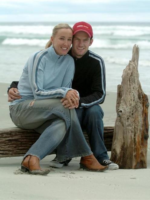 Katie Mactier and Greg Henderson relax at St Clair Beach in this 2005 picture. Photo by Craig...