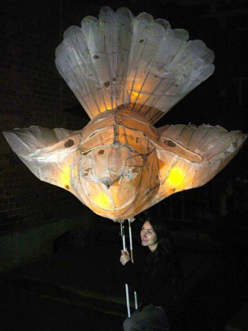 Katrina Thomson with her fantail lantern ready for the midwinter celebration. Photo by Jane Dawber.