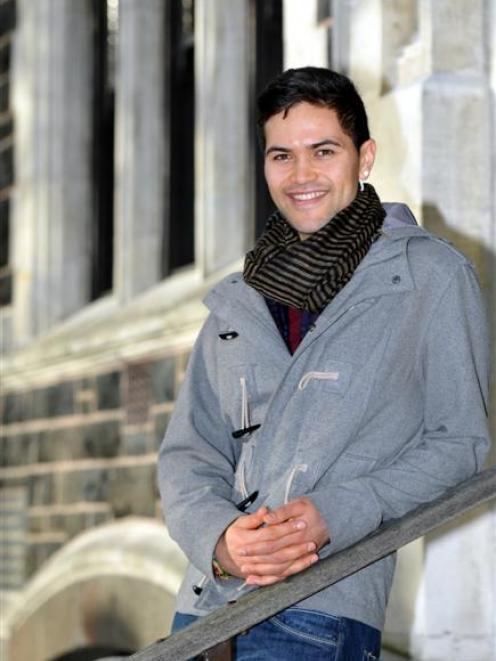 Kawiti Waetford outside Marama Hall after rehearsal yesterday.  Photo by Craig Baxter.