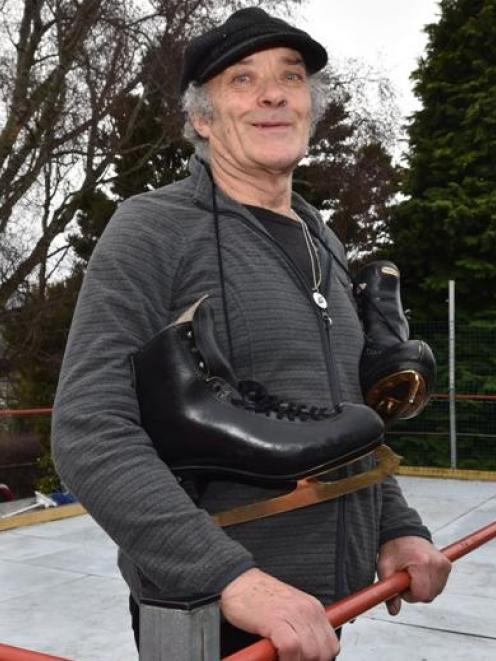 Keith Dickson on his home made skating rink in Dunedin. Photo by Gregor Richardson.