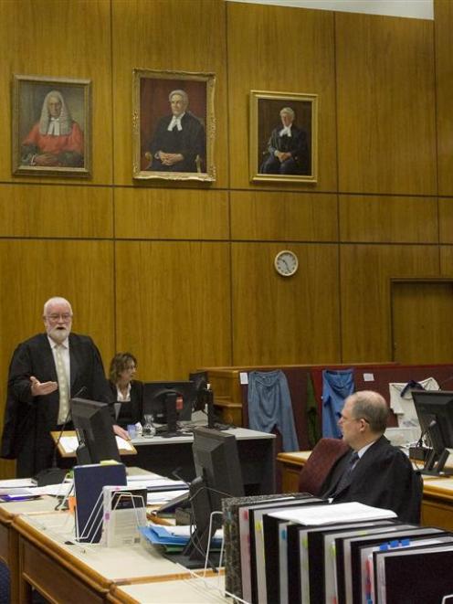 Kieran Raftery QC delivers his closing of the Crown's case in Christchurch yesterday.