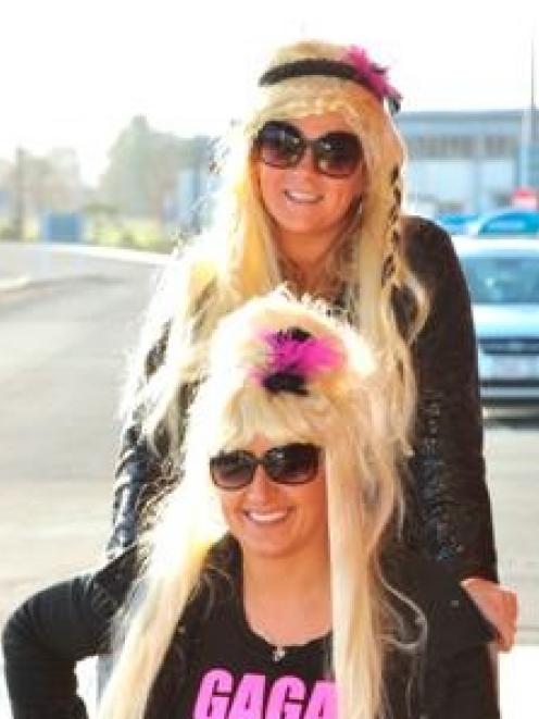 Kim Torrance, of Dunedin, and Monique Dimond, of Invercargill, at Dunedin airport yesterday...