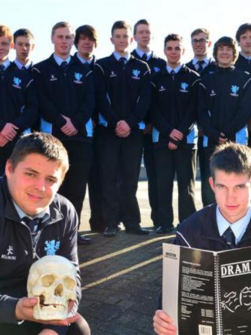 King's High School pupils (from left) Sean Bennett and Will Meiklejohn (both 16) with the 23...