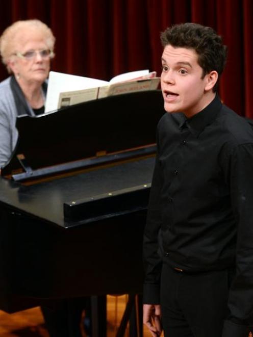 King's High School year 11 student Max Beal, with accompanist and teacher Barbara Hendry, sings...