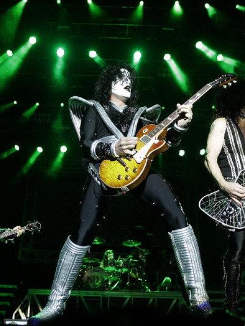 Kiss in concert at the Parque Simon Bolivar in Bogota this year. The concert was part of the band...