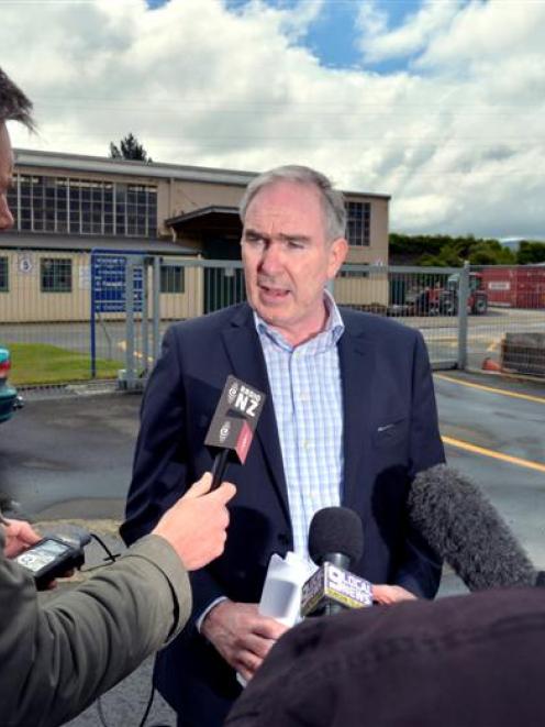 KiwiRail chief executive Jim Quinn speaks to media at Hillside Engineering Workshops in South...