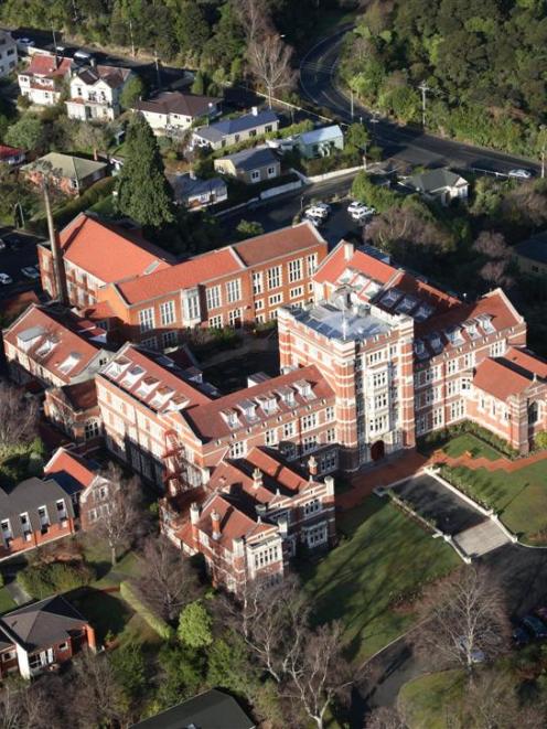 Knox in its grandeur above the Gardens Corner, Dunedin. Photo courtesy of Knox College.