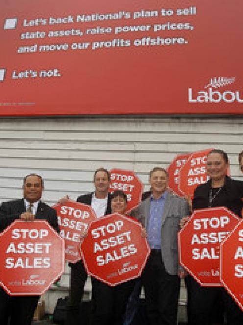 Labour Party leader Phil Goff along with other Labour MP's launch Labour's first Stop Assets...