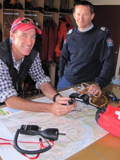 LandSAR Wanaka volunteer Gary Dickson (left) and police search and rescue co-ordinator Sergeant...