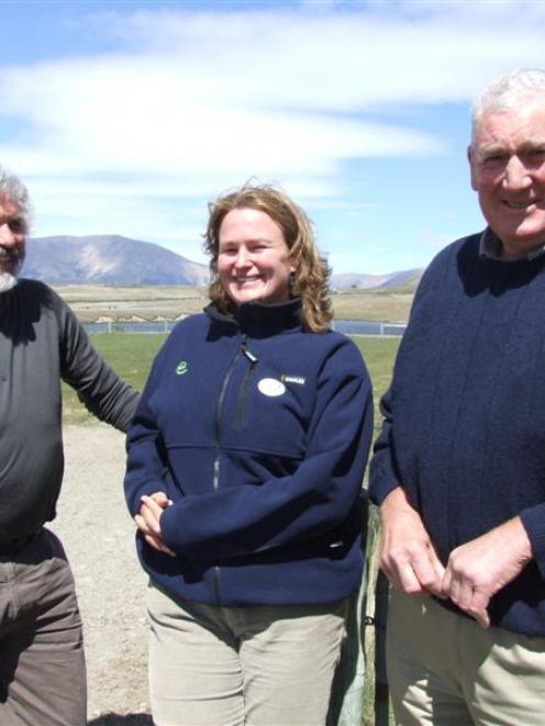 Larry Burrows (Landcare Research), Melanie Schauer (Environment Canterbury) and high country...