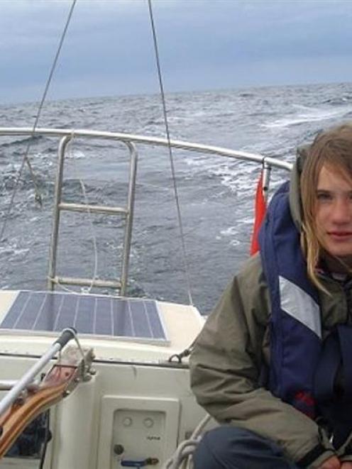 Laura Dekker at sea.