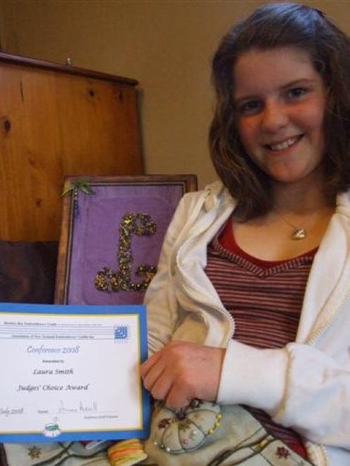 Laura Smith enjoys success in her first embroidery competition. Photo by Sally Rae.