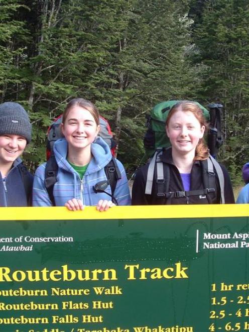 Lina Rades, Leigh McKenzie, Siobhan Barnes and Kate Preston set off on the Routeburn Track.