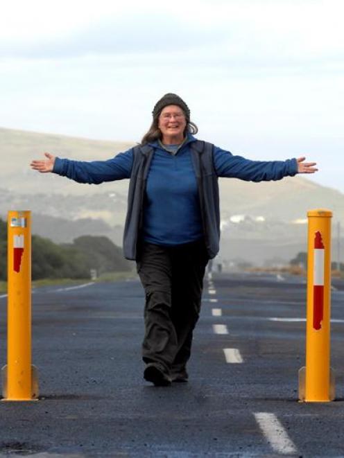 Living Streets Dunedin convener Judy Martin on John Wilson Ocean Dr, in St Kilda. Photo by Gregor...