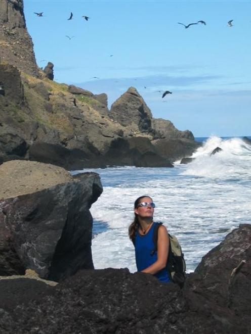 Liz Whitwell on patrol on Raoul Island. Photo supplied.