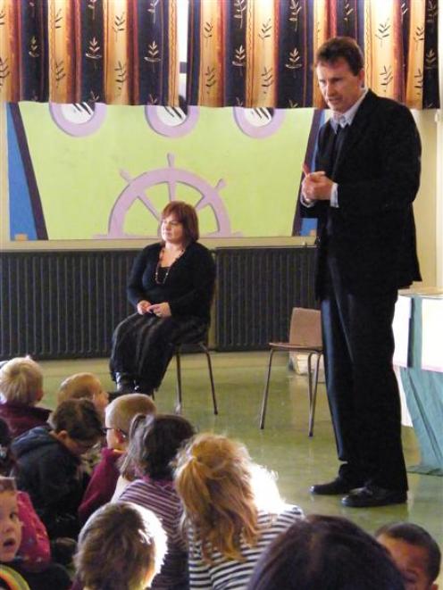 Local role model: Ian ‘‘Inky’’ Tulloch speaks to pupils from Mataura Primary School about...