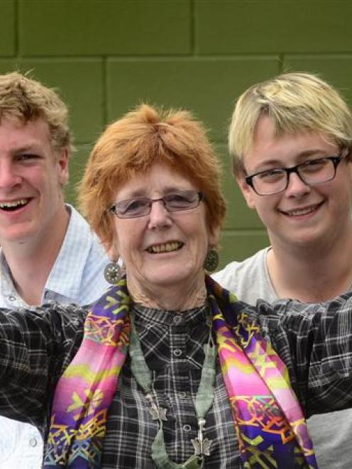 Logan Park High School drama teacher Denise Walsh with senior drama pupils (from left) Orion...