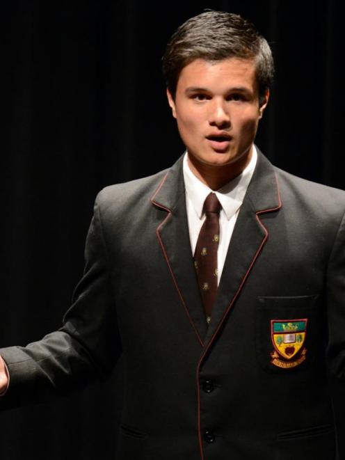 Logan Park High School pupil Jacobi Kohu-Morris gives the winning speech, titled "Poverty and...