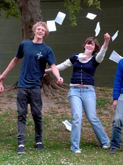Logan Park High School pupils (from left) Orion Carey-Clark (15), Dominic Harrison (15), Harriet...