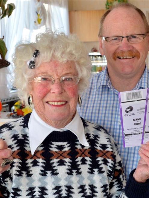 Lois O'Connor enjoys the surprise of receiving two tickets to the rugby league test in Dunedin in...