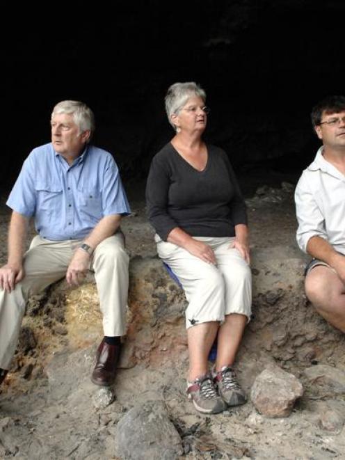 Long Beach residents (from left) Nic MacArthur, Ruth Anderson and Rob Anderson (not related) at...
