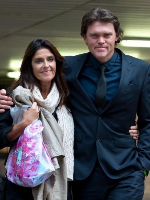 Lou Vincent departs Southwark Crown Court with his wife Susie. Photo Getty