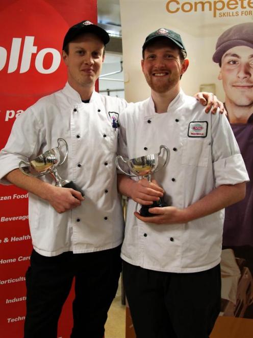 Lower South Island Competenz butcher apprentice winner Ben Henry (left) and Alto lower South...