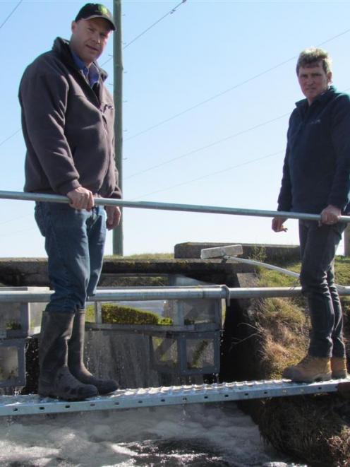 Lower Waitaki Irrigation Company chairman Chris Dennison (left)  and  race manager Ross Bishop...