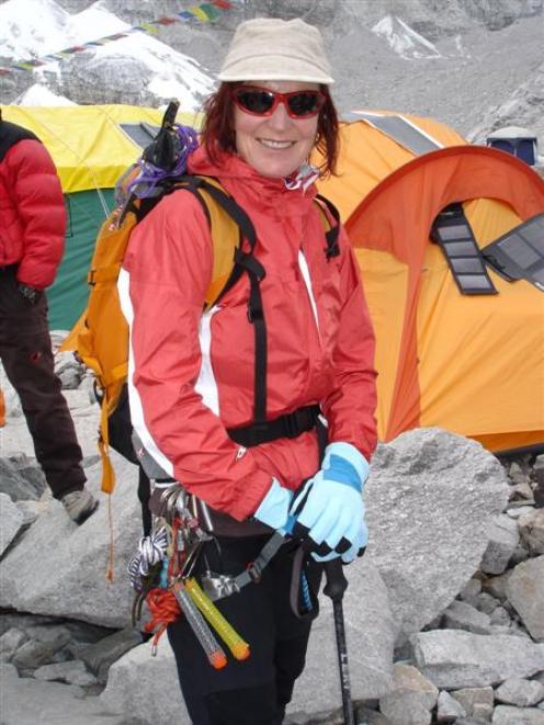 Lydia Bradey prepares for her ascent at Mt Everest Base Camp. Photo supplied.