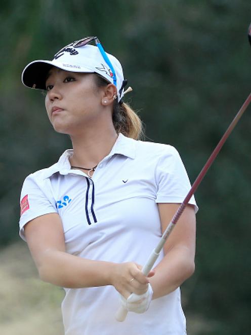 Lydia Ko plays a shot on the 13th hole during the third round. Photo Getty