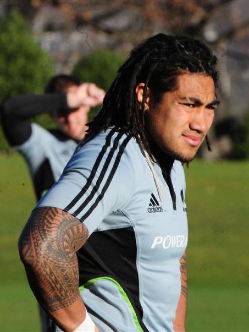 Ma'a Nonu at All Black training at University Oval in Dunedin yesterday. Photo by Craig Baxter.