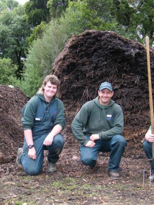 Malcam Trust grounds maintenance supervisor at the Dunedin Botanic Garden Andy Birchall (centre)...