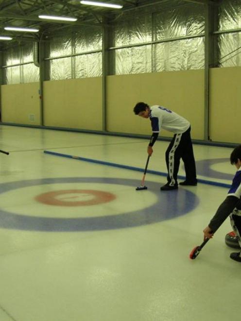 Maniototo Area School curlers (from left), Liam Dowling, of Wedderburn, Willie Miller, of...