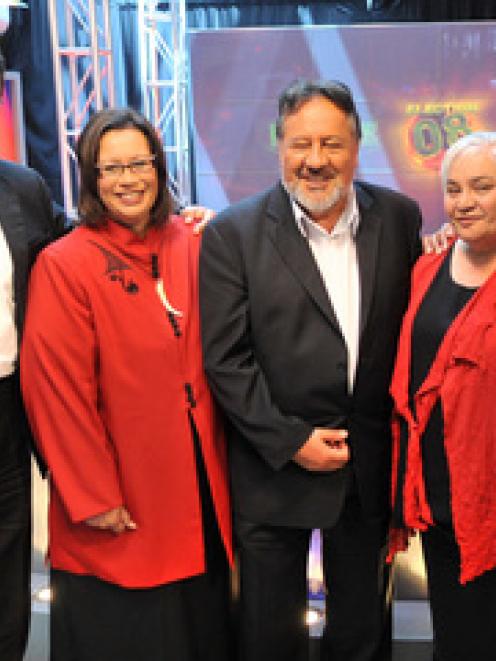 The five Maori Party MPs in the new parliament, Hone Harawira, left, Rahui Katene, Pita Sharples,...