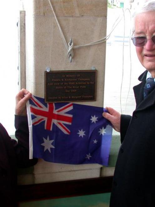 Margaret and Allan Thompson at the unveiling on Saturday of a plaque they donated to the North...