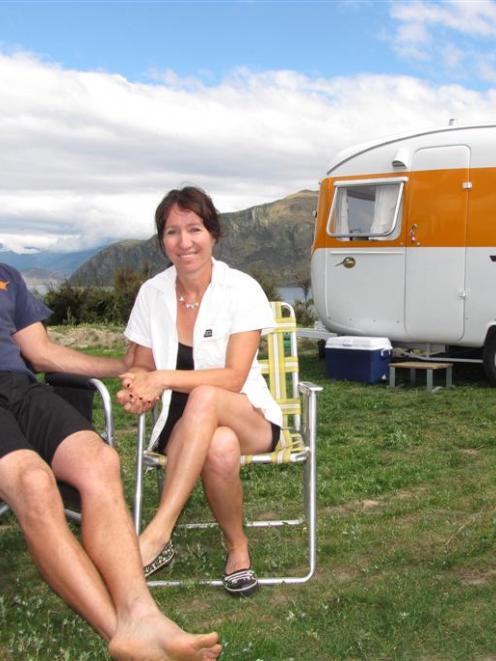 Martin Galley and Robyn Agnew holiday with ''Aunty Lorraine''. Photo by Mark Price.