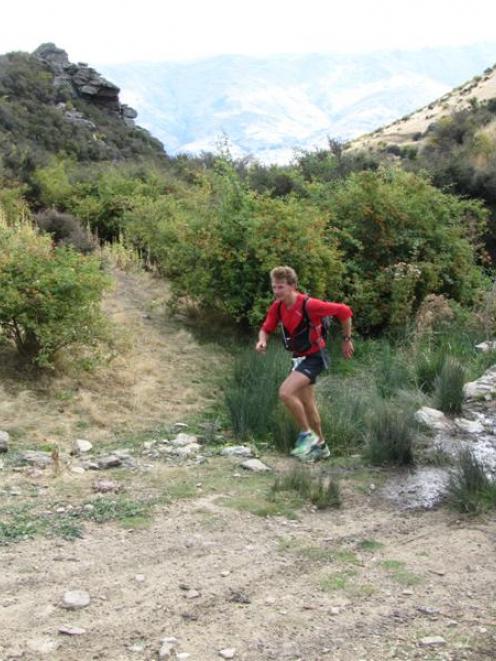 Martin Lukes, of Christchurch, on his way to winning the Northburn 100,  near Cromwell,  on...