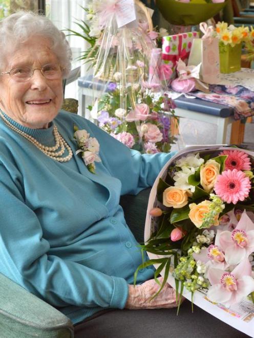 May Cuthbertson celebrated her 100th birthday on Saturday with a family afternoon tea at Ross...