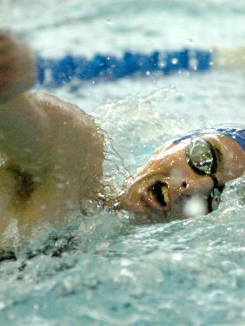 McGregor Fea, of Queenstown, competes in the 200m freestyle at the Otago swimming championships...
