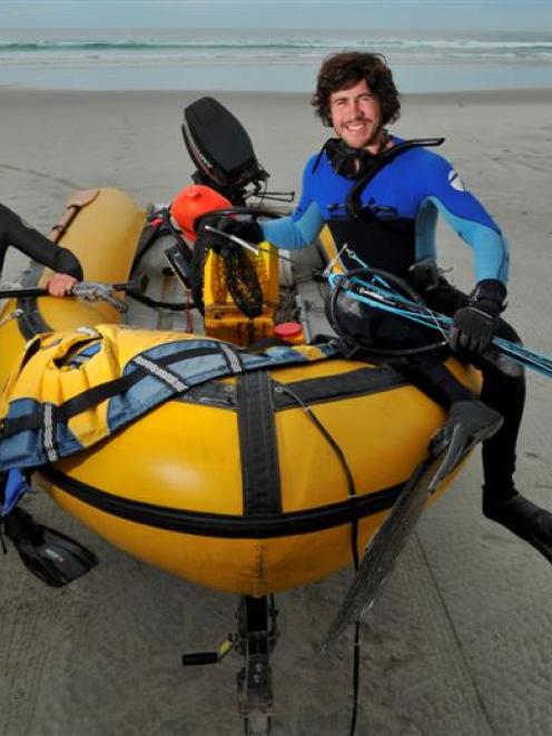 Members of the Otago Students' Spearfishing and Hunting Club, David Hudson (left) and Louis Brown...