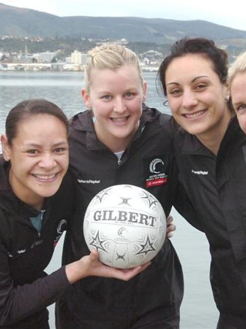 Members of the Silver Ferns netball team relax in Dunedin yesterday. Photo by Peter McIntosh.