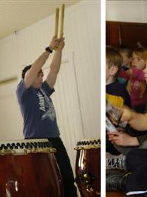 Members of the University of Otago taiko drumming group O-Taiko (from left) Sabrina Goh, Mabel...
