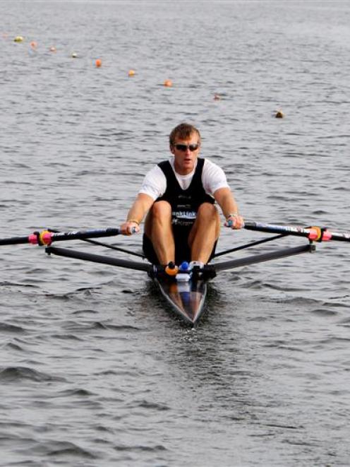 Men's singles sculler Mahe Drysdale in preparation for the world rowing championships starting...