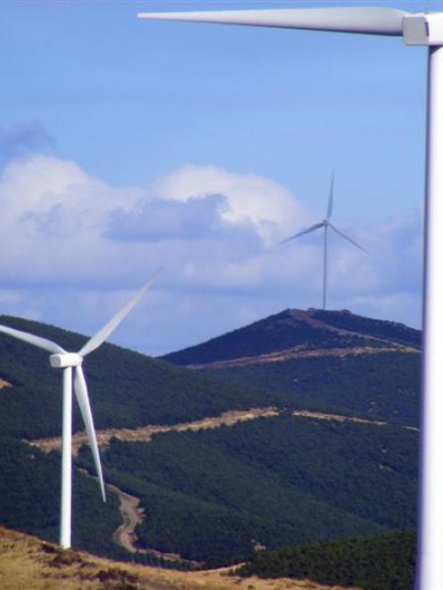 Meridian Energy's White Hill wind farm near Mossburn in northern Southland, one of seven such...